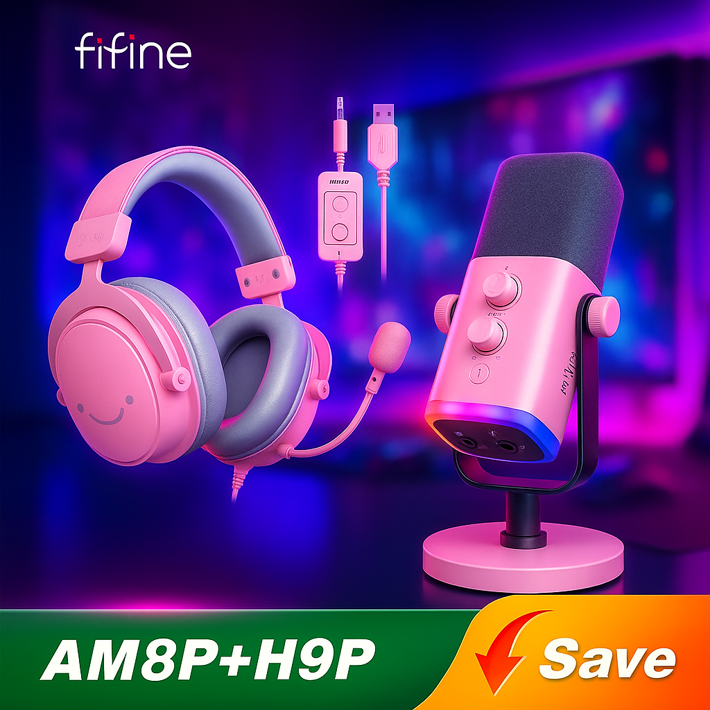 FIFINE GameWave | RGB Headset + Streaming Mic Kit