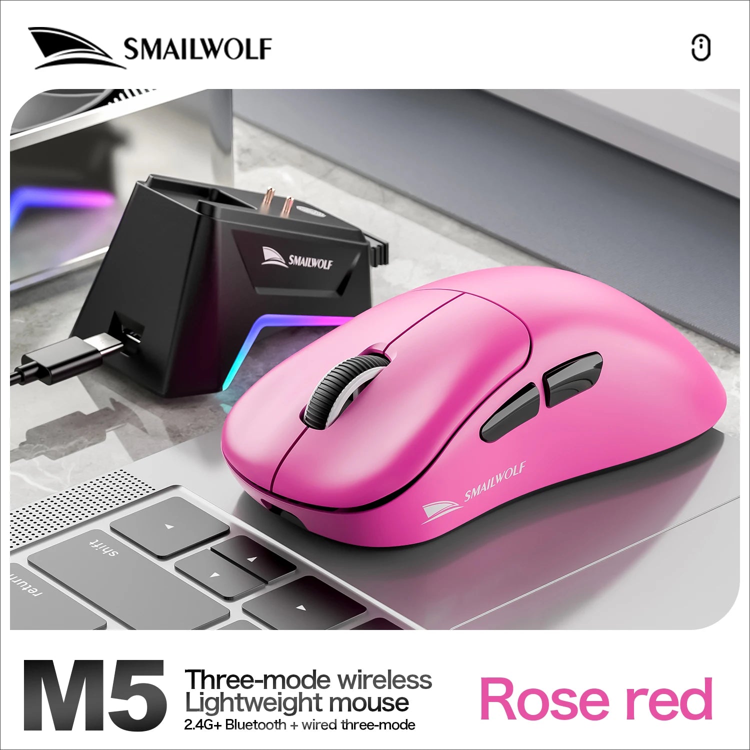 SMAILWOLF M5 | Tri-Mode RGB Wireless Gaming Mouse