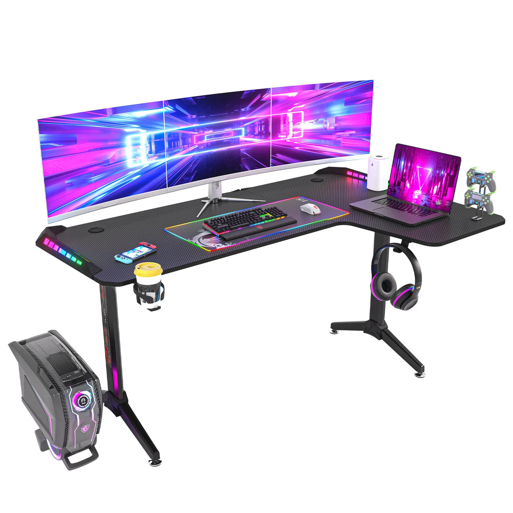 LumoEdge | L-Shaped RGB Gaming Desk