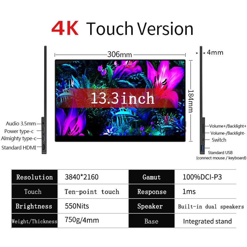 VisionTouch 13.3" | 4K OLED Portable Monitor