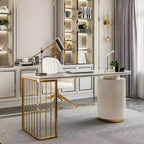 AuroraDesk | Modern White & Gold Office Desk