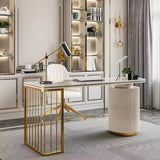AuroraDesk | Modern White & Gold Office Desk