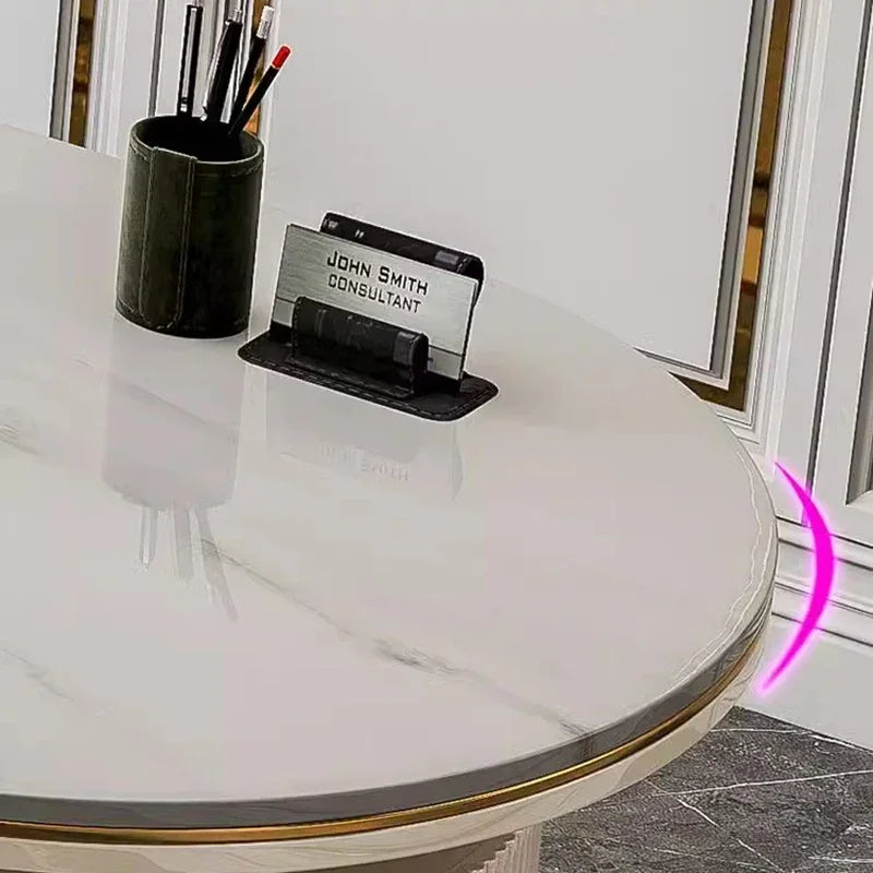 AuroraDesk | Modern White & Gold Office Desk