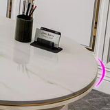 AuroraDesk | Modern White & Gold Office Desk