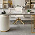 AuroraDesk | Modern White & Gold Office Desk