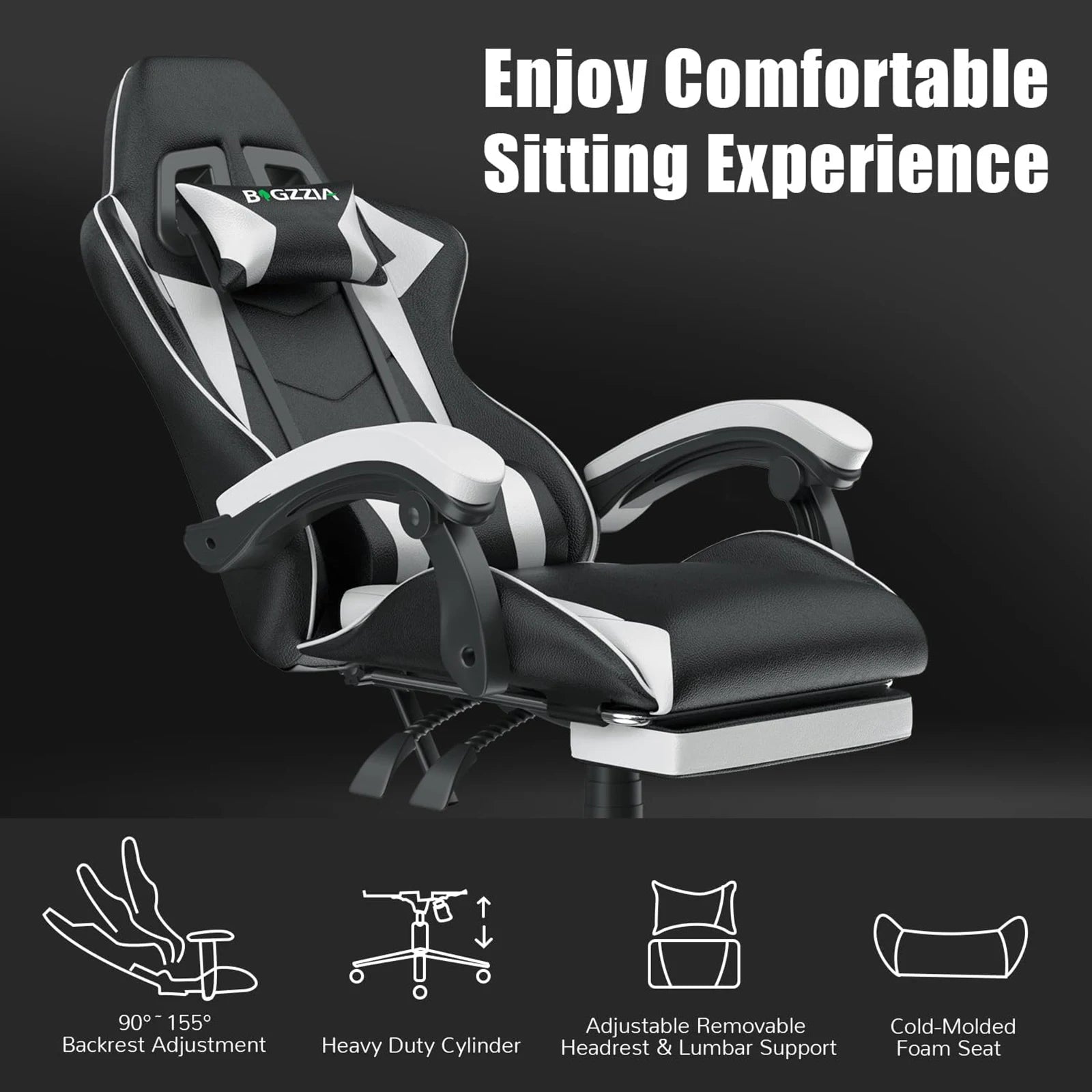 TurboSeat Pro | Ergonomic Gaming Chair with Footrest