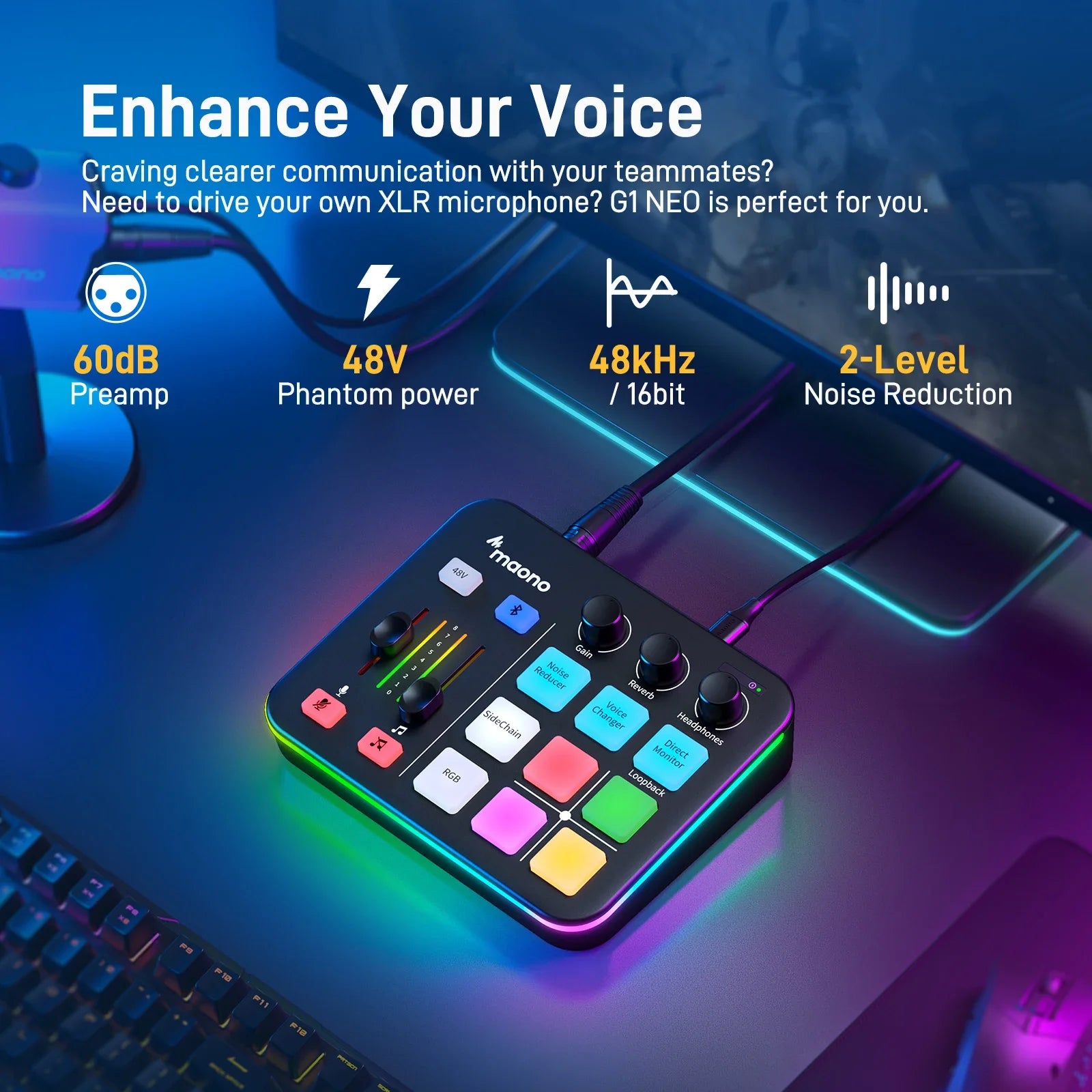 MAONO G1 NEO – RGB Gaming Audio Mixer