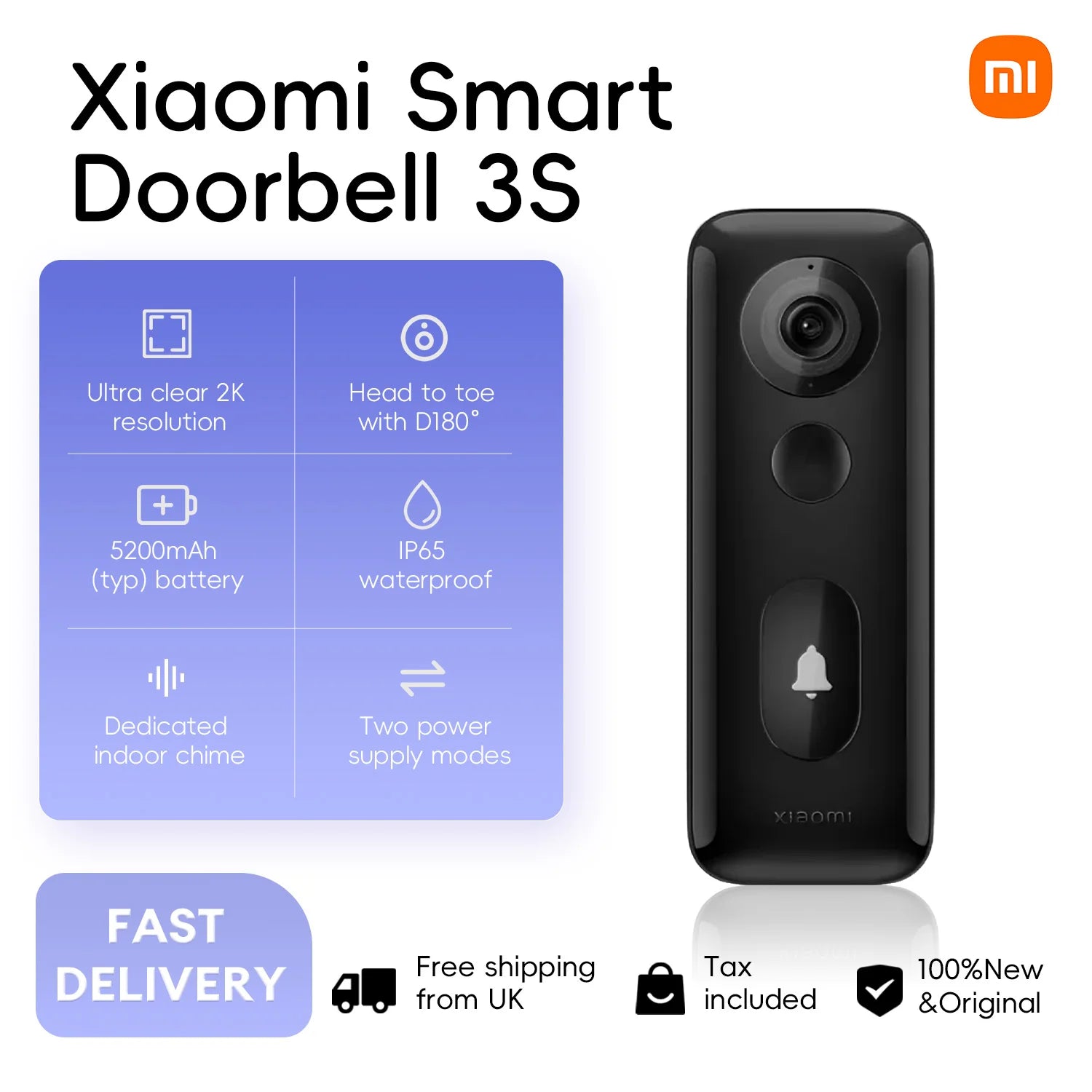 Xiaomi Doorbell 3S | 2K AI Smart Video Doorbell