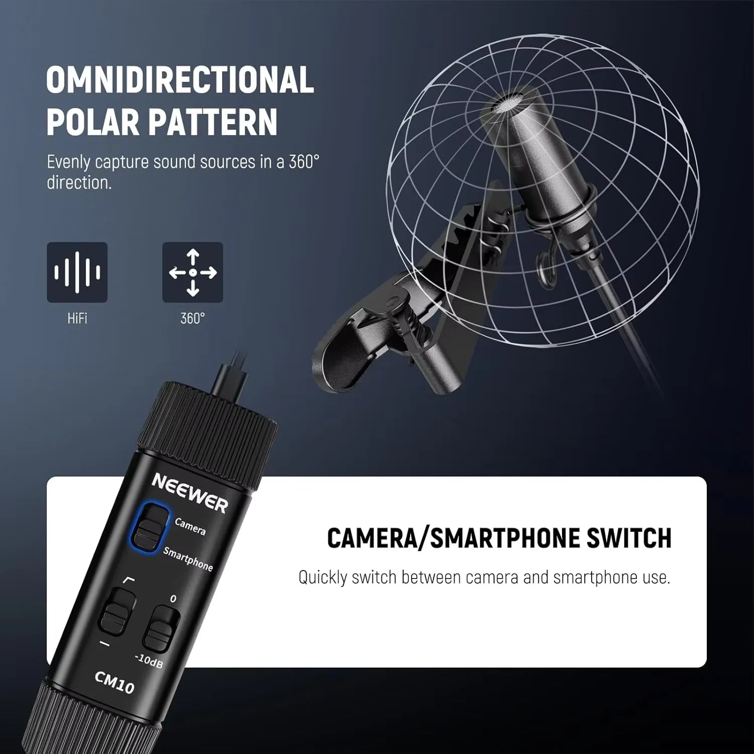 NEEWER Lavalier Clip-On Microphone