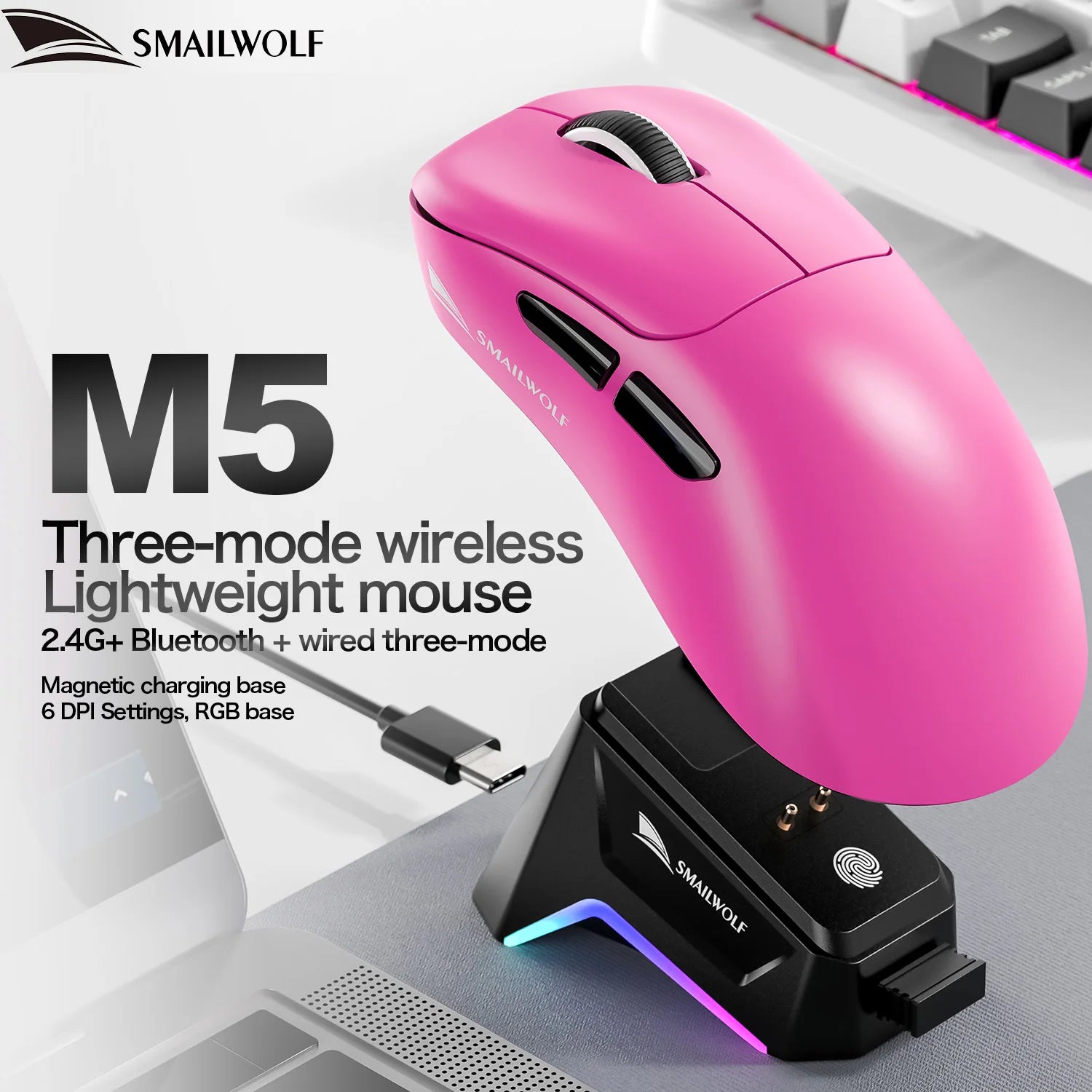 SMAILWOLF M5 | Tri-Mode RGB Wireless Gaming Mouse
