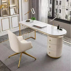 AuroraDesk | Modern White & Gold Office Desk