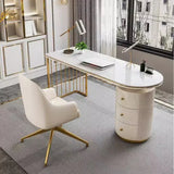 AuroraDesk | Modern White & Gold Office Desk