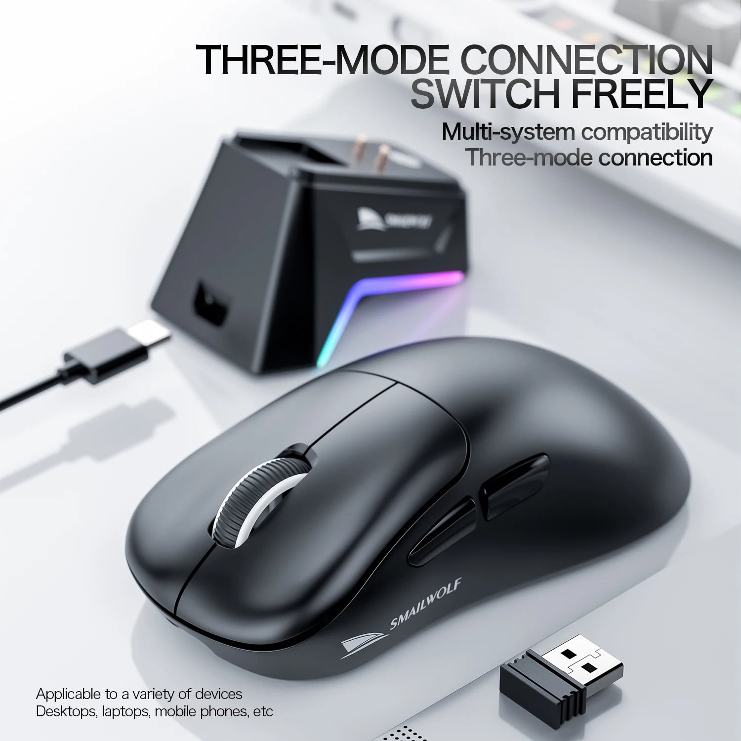 SMAILWOLF M5 | Tri-Mode RGB Wireless Gaming Mouse