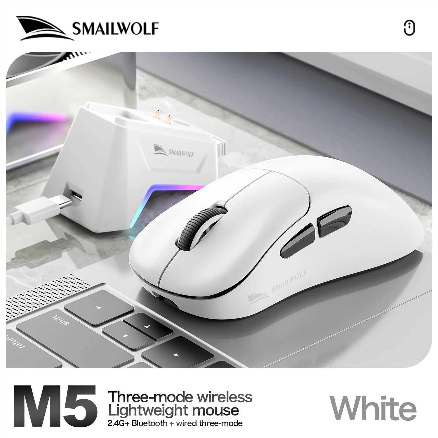 SMAILWOLF M5 | Tri-Mode RGB Wireless Gaming Mouse